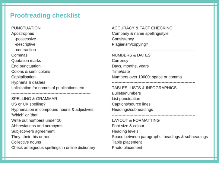 Proofreading checklist