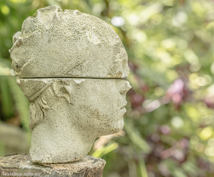 Vintage bust of girl in two parts forming a perfect head.
