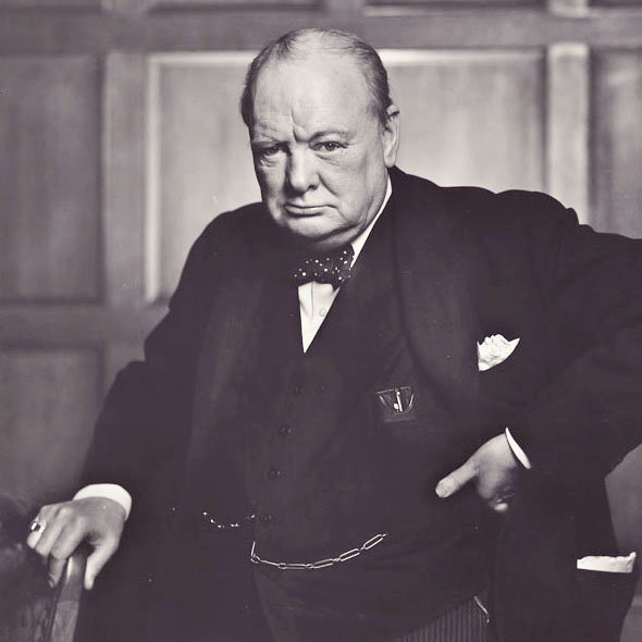 Black and white photo of Sir Winston Churchill