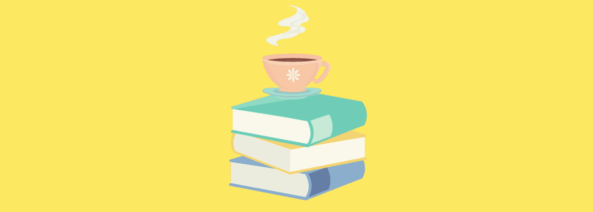 A stack of books with a cup of tea on top to demonstrate the topic: how to become a copyeditor.