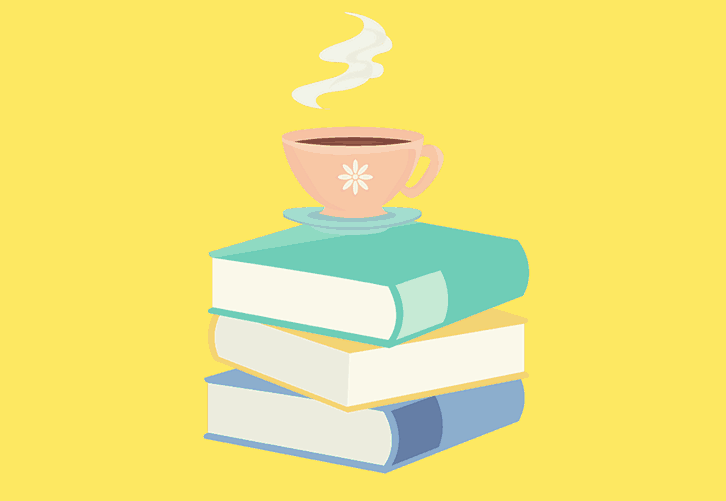 A stack of books with a cup of tea on top to demonstrate the topic: how to become a copyeditor.