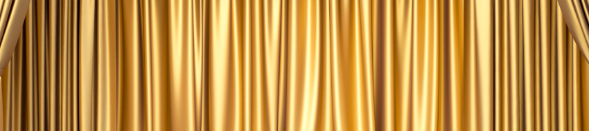 Gold satin curtain before a good speech is heard
