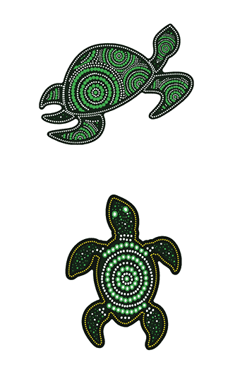 Indigenous drawing of two turtles
